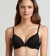A sleek underwire bra with mesh wings and twist detail at center front.