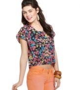 Give your look a floral awakening with this crop top from Material Girl!