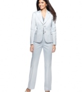 Nine West's suit looks (and feels!) super sleek with its tailored sateen jacket and pants. Pair with peep-toe heels for a totally polished look.