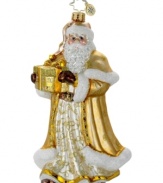 Strike it rich this season. Santa is all dressed up in the Golden Jubilance ornament, adorned with sumptuous metallics, glitter and intricate hand-painted detail in the time-honored style of Christopher Radko.