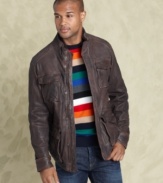 You'll wish it was winter year-round just so you can sport this handsome leather jacket by Tommy Hilfiger.