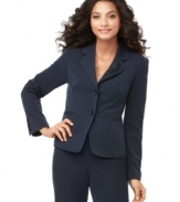 The blazer gets a feminine touch in this look from Charter Club! A peplum waist and slim silhouette offer professional polish to anything from pencil skirts to trousers!