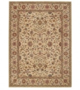A long runner that is ideal for hallways and entryways. Inspired by the lyrical beauty of ancient Persian carpets, this rug features a field of flowers entwined in a curvilinear design with a warm palette of pumpkin, mauve and moss green against a soft beige ground. Woven of premium Opulon™ yarns to create a lavish pile with a rich, color-enhancing finish.