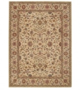 A long runner that is ideal for hallways and entryways. Inspired by the lyrical beauty of ancient Persian carpets, this rug features a field of flowers entwined in a curvilinear design with a warm palette of pumpkin, mauve and moss green against a soft beige ground. Woven of premium Opulon™ yarns to create a lavish pile with a rich, color-enhancing finish.