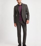 A straight-leg silhouette that fits comfortably throughout the leg and blends easily within your suiting collection, tailored from superior Italian wool for endless style and verstility.Flat-front styleButton/zip closureSide slash, back welt pocketsInseam, about 35WoolDry cleanImported of Italian fabric