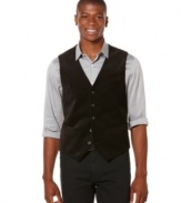 Adding this Perry Ellis velvet vest to your look will add just the right amount of cool style.