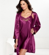 Morgan Taylor dresses up this smooth chemise with dramatic embroidery.