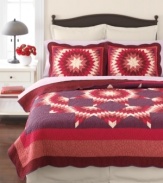 Light up the night. The Star Blaze quilted sham from Martha Stewart Collection brightens your bedroom with a captivating starburst design embellished with ornate stitchwork and scalloped edges. Reverses to solid.