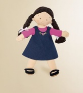 Soft and sweet, this jersey knit doll with yarn hair comes with a removable denim outfit and Mary Janes for lots of dressing fun. 18 high Polyester Imported Recommended for ages 3 and up