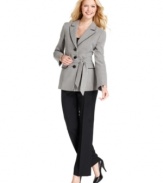 Micro-houndstooth check gives Evan Picone's pantsuit a chic, graphic look. A self-tie belt adds definition at the waist.