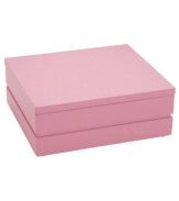 Treasured bracelets, necklaces and rings will all be accounted for in the Alice jewelry box from Reed & Barton. Open the lid to reveal three sections with flocked white lining.