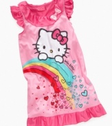 Over the rainbow. She'll have sweet adventures in her dreams when she's wearing this super sweet Hello Kitty nightgown from AME.
