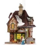 Londoners come in from the cold and warm up with a whiskey at Melancholy Tavern, a traditional English pup beloved by many from A Christmas Carol. Hang it in your tree or group with other Dickens Village miniatures from Department 56.