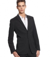 A sleek style for polished tastes. Calvin Klein's color-blocked jacket is a modern mainstay that will last for seasons to come.