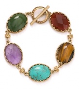 Inject a dose of exotic appeal with this color-rich bracelet from Lauren Ralph Lauren, featuring an array of multi hued stones.