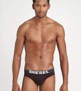 Comfortable stretch cotton with an exaggerated logo detail on the elasticized waistband. Slim fit Cotton/elastane; machine wash Imported