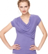 Draped details add feminine flair to this T Tahari Faye top -- a spring wardrobe staple!