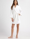 A classic, cozy design is transformed into a glamorous look with clean lines and plush, ultra-soft fabric. Fold-over necklineBelted waist with loopsAbout 37 from shoulder to hem75% cotton/19% modal/6% polyesterMachine washImported