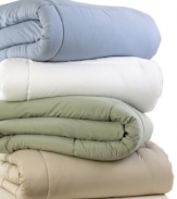 Take cover! Dress the bed to impress with this plush Microfiber comforter from Home Design. Features hypoallergenic construction and 20 sewn-thru boxes to keep fill even and in place. Choose from 4 muted hues.