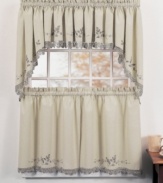 Complement your Arcadia café curtains with this valance or let it stand alone for a creative mix of texture and embroidery in the kitchen or den.