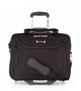 A best bet for the jet set, this full-featured rolling tote from Delsey is built for today's traveler. Incredibly organized and feather light, it helps you make the most out of your trip with the carry-on convenience and easy mobility every passenger needs. 10-year limited warranty. (Clearance)