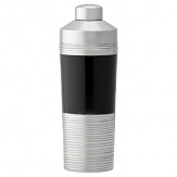 Putting a glamorous spin on cocktail hour, Vera Wang's Debonair cocktail shaker is a sleek, deco-inspired piece featuring ribbed stainless steel and slick black enamel.