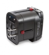 A world of convenience. Power up in over 150 countries with this versatile universal adapter, which features a sleek and compact design that slides right into smaller compartments and takes up very little room in your suitcase.