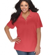 Look casually chic with Karen Scott's short sleeve polo shirt-- grab all the colors at an affordable Everyday Value price!