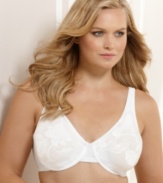 Olga's Christina offers Today's Tapestry minimizer bra with a floral lace mesh overlay that's perfect to wear under tailored shirts. Style #55409