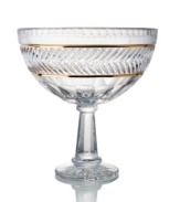 Truly spectacular, this footed crystal bowl from Trump Home is elaborately cut, fluted and finished with bands of gleaming gold to evoke the historic Mar-a-Lago Club of Palm Beach.