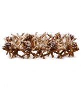 A cluster of twigs and pine cones create a comforting wintry home accent in this candle holder from Winward. Place this votive holder upon your mantel or in the center of your dinner table for a subtle holiday glow.