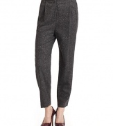 THE LOOKContrast piping trimmed waistbandTab with hook and eye closureZip flyPleated frontTwo contrast piping trimmed side pocketsTwo contrast piping trimmed back flap pocketsTapered legTHE FITInseam, about 26 THE MATERIAL55% wool/15% silk/15% polyamide/13% nylon/2% elastaneCARE & ORIGINDry cleanMade in USA
