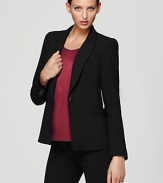 A careerist staple gets contemporary edge as slim tailoring and standout seaming define a Bloomingdale's exclusive Gerard Darel blazer.