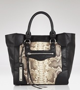 Master mixed media accessorizing with this tote from Sam Edelman. Crafted from leather with snakeskin-embossed accents, it's effortlessly exotic - in the most alluring sort of way.
