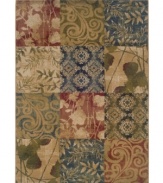 Distressed artwork is pieced together in an attractive, rich spectrum of fine colors upon this Yorkville area rug. Its low pile height and ultra soft hand offer a refined finish to any style decor. (Clearance)