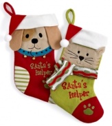 Throw them a bone. Fido and Fluffy get in on the festivities with their very own Christmas stockings. Jingling bells on the dog's collar and a scarf on the cat make your furriest family member an official part of the celebration.