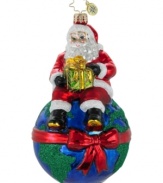 Make the world a better place. Santa looks out for the earth from the North Pole in a Christopher Radko ornament supporting environmental charities.