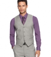 Take a vested interest in suiting up with this sharp slim-fit Alfani RED vest.