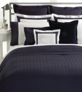 A new classic. The tone-on-tone woven jacquard pattern of the Glen Plaid duvet cover from Lauren Ralph Lauren envelopes your comforter in tailored perfection. Featuring soft 300 thread count cotton finished with a 2 flange.