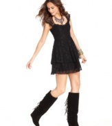 With black lace and soft tiers, this Free People dress is perfect for a darkly romantic date look!