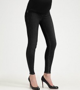 A feel-good cotton blend in dust with detailed wash and chic fit designed for a comfortable pregnancy.Pull-on elastic waist Rise, about 12 Inseam, about 29 Rayon/cotton/cupro/polyurethane Made in USA
