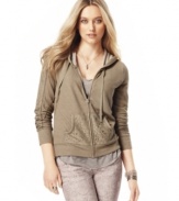 Keep it casual with American Rag's cute hoodie. Lace pockets give this essential a flirty touch.