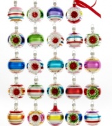 Some good old-fashioned cheer, the Early Years ball ornaments are an homage to Kurt Adler's original 1940's designs. Get nostalgic with hand-painted stripes in bold colors and dazzling red, green and white reflectors.