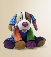 In a patchwork of patterns, this friendly pup is the perfect plush play mate.17½W X 32H X 13½DCottonWashable surfaceRecommended for ages 4 and upImported