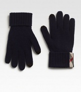 Maintain access to all your electronic devices with these luxurious cashmere gloves with ink touch detail and signature check trim.CashmereDry cleanImported
