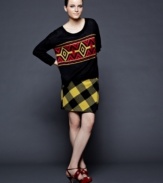 A bright buffalo plaid makes a fashion-forward fall statement on this Kensie skirt -- mix it with contrasting prints!