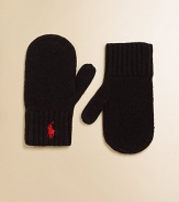 Crafted from luxuriously soft merino wool, a cozy pair of mittens offers stylish warmth as the temperature drops.Ribbed cuffsPony embroideryWoolMachine washImported