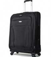 You're on a roll with the effortless mobility of this fully-stocked bag! Four multi-directional wheels head in whatever direction you do with no added weight to your arm and incredible convenience in a packed terminal. Expands for extra space and offers endless amenities to sort your baggage! 10-year warranty.