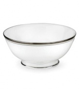 Set the table with poise and purpose. The Library Lane collection features tailored platinum bands on white china that bring black tie elegance to any meal. Fruit bowl not shown.