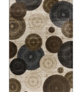 A collection of medallions are intricately woven in a soothing palette of earthy tones upon this Jamestown area rug from Kenneth Mink. Made in Turkey of durable heat-set polypropylene, this rug boasts unique texture with accents of carved detailing for pure style that endures.